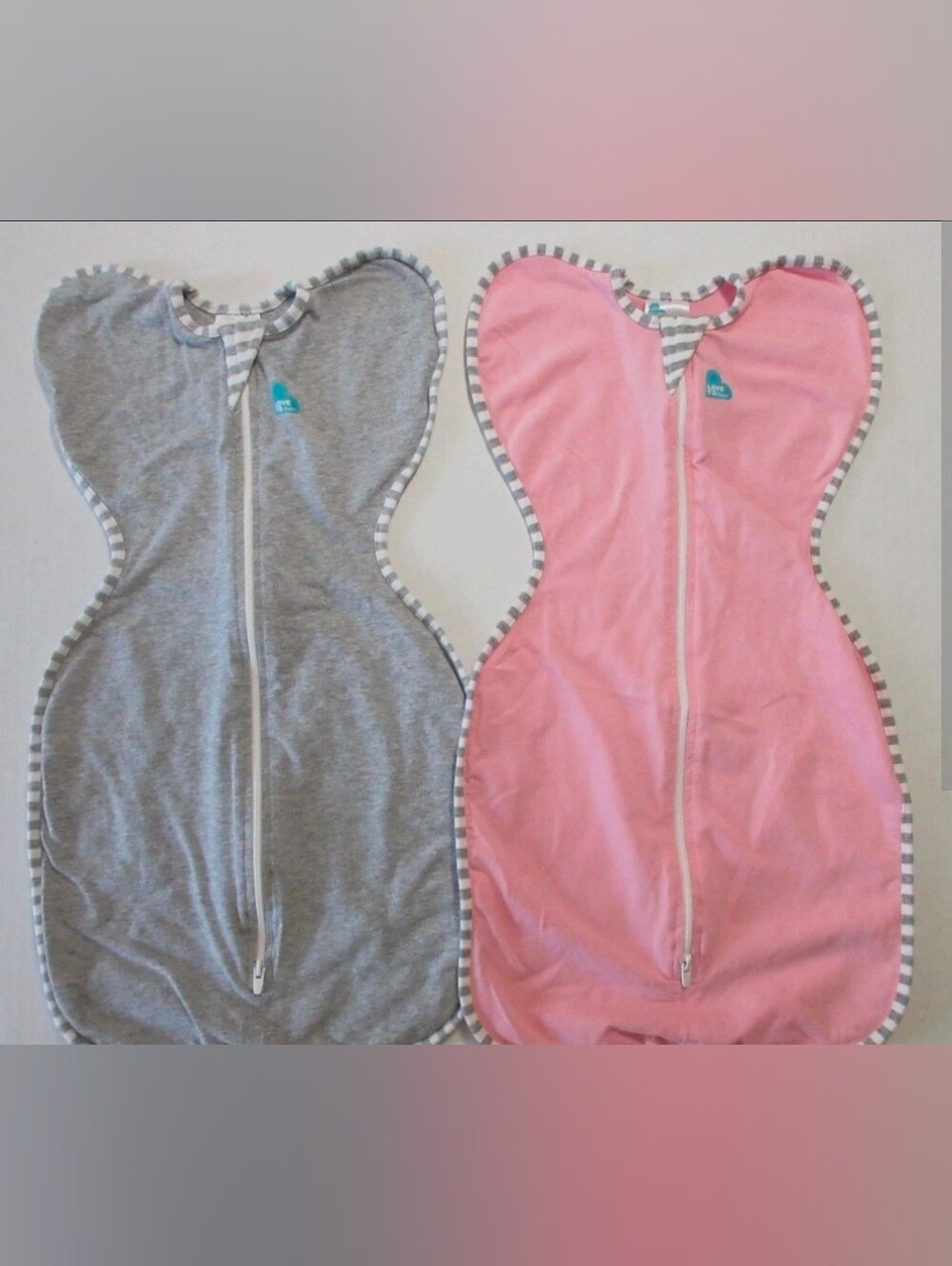 Love to dream Gray and Pink Baby Swaddle Sacks Medium 1.0tog